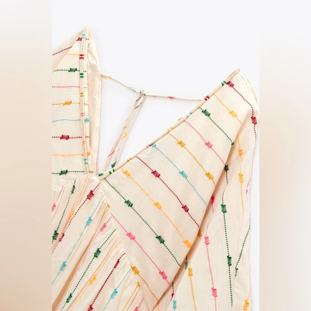 Zara Multi Colored Dotted Mesh Mini Dress XS - Picture 9 of 15